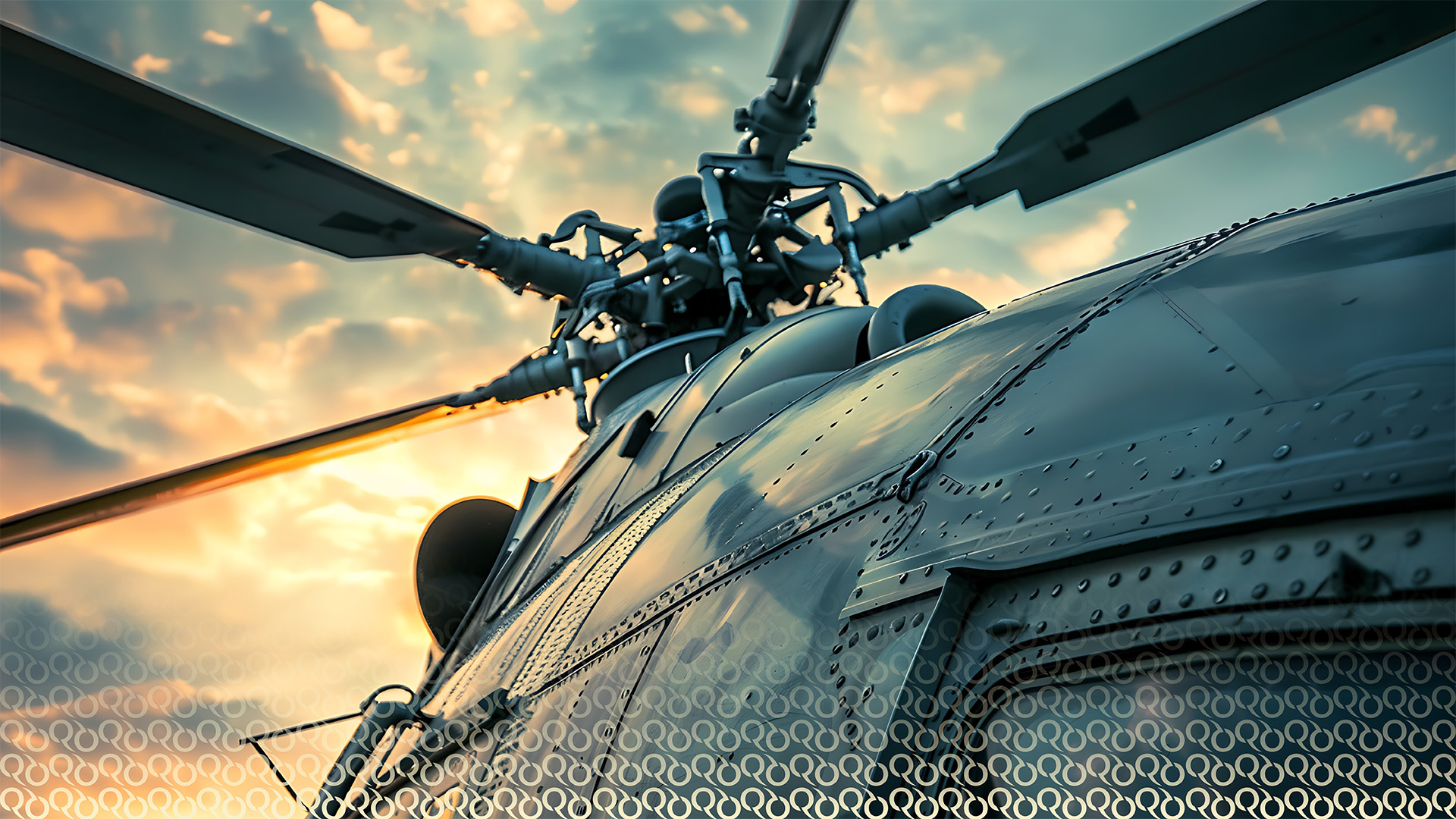 Close up detail of helicopter rotary blades